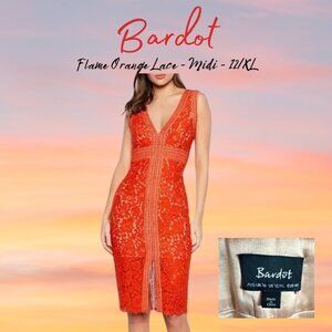 Bardot Morgan Midi Lace Dress in Orange - Sleeveless